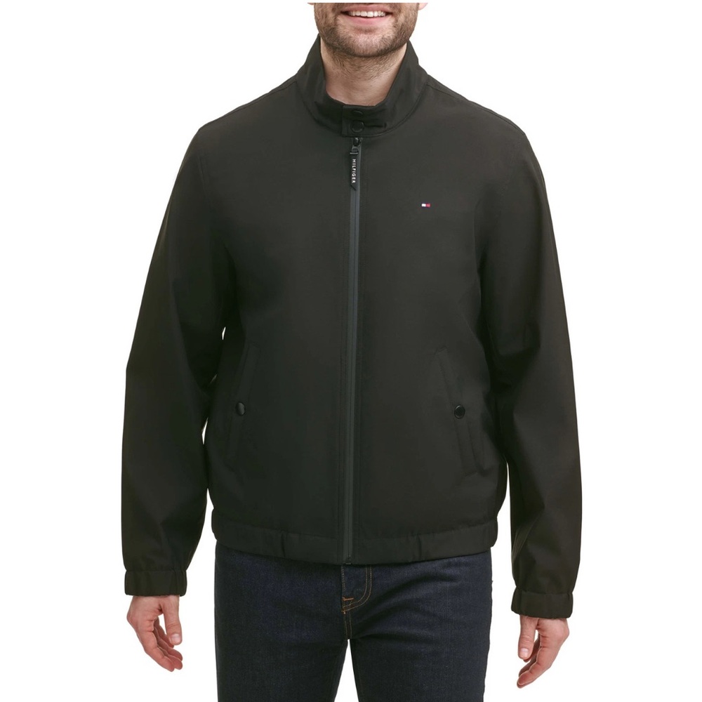 Tommy Hilfiger Men's Bomber Jacket Water and Wind Resistant Black - Picture 4 of 5